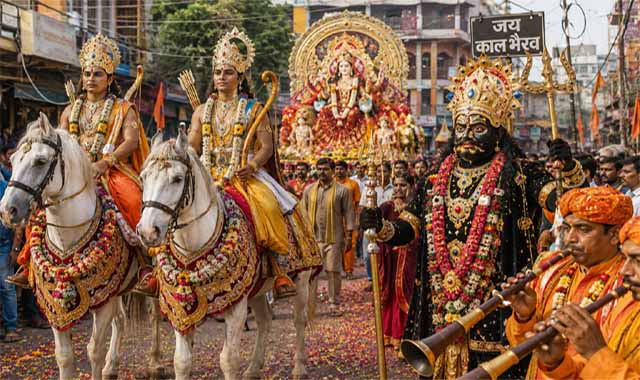 घोड़ों पर राम-लक्ष्मण, संग मां वैष्णो देवी की झांकी: शहनाई की धुन और डमरू की गूंज के बीच नगर भ्रमण पर निकलेंगे बाबा काल भैरव, 72 साल पुरानी स्वर्ण-रजत प्रतिमा का दीदार करेगी काशी